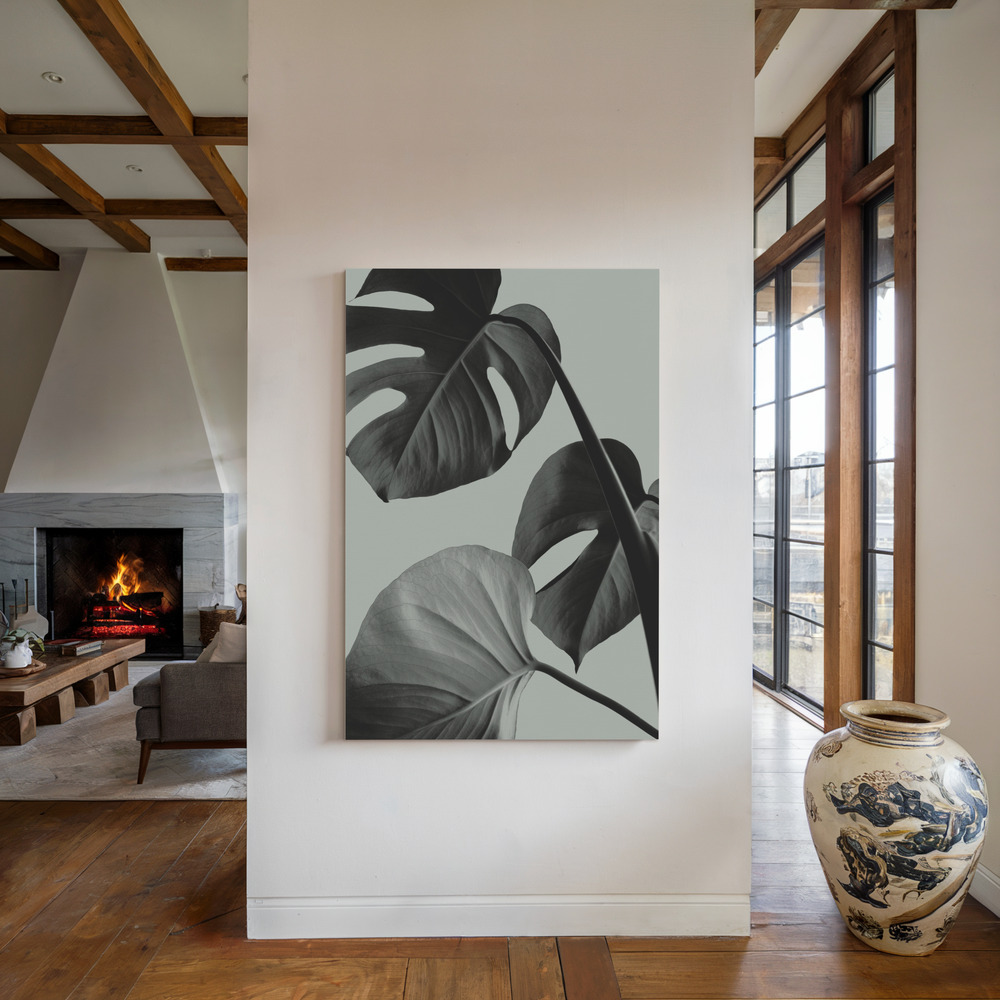 Toile - Monstera Teal 07 au coin du feu