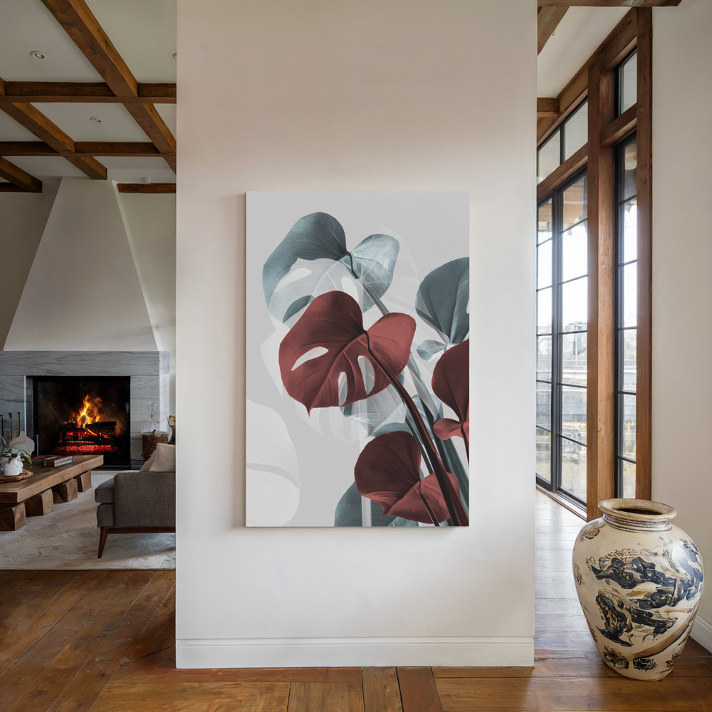 Canvas print - Monstera Creative 15 by the fireplace