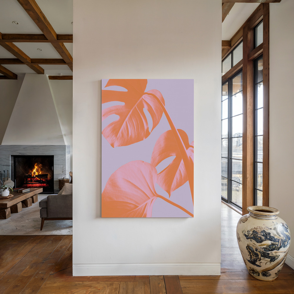 Canvas print - Monstera Purple 03 by the fireplace