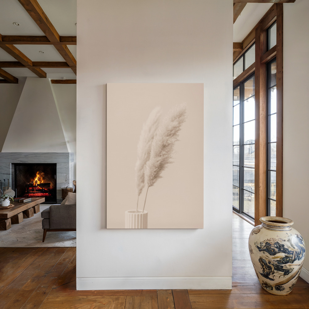 Lærred - Pampas Grass Begie 13 ved pejsen