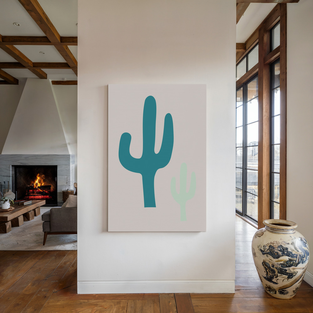Stampe su tela - Cactus Beige accanto al camino