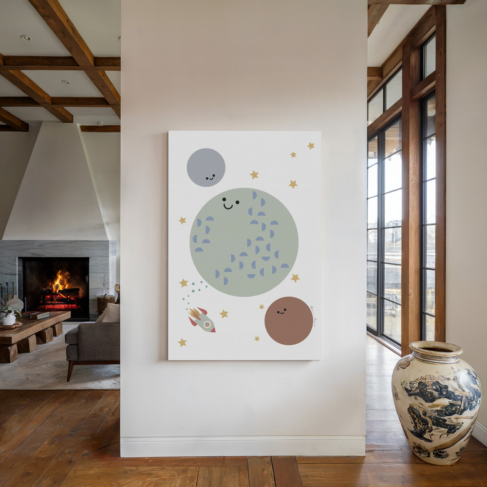 Canvas schilderi - Solar Earth Moon bij de open haard