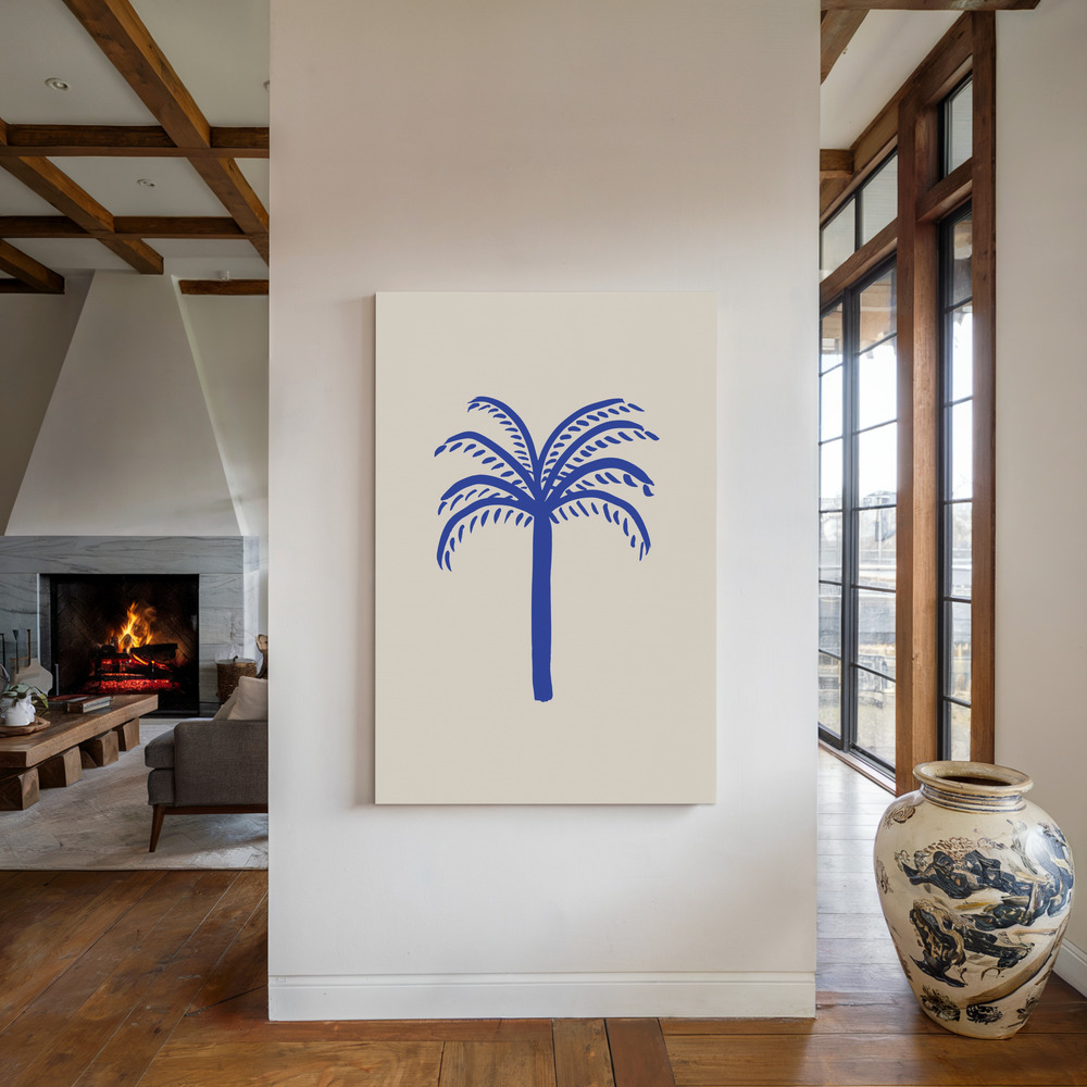 Canvas print - Blue Palm by the fireplace