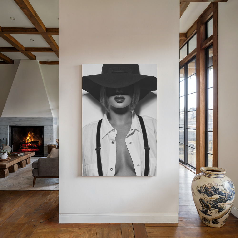 Canvas print - Perrine by the fireplace