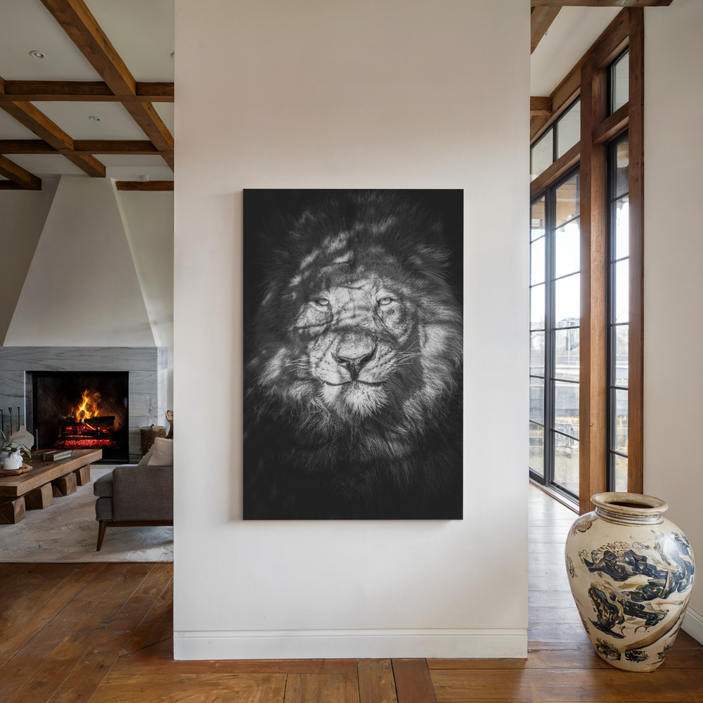 Canvas print - Being watched by the fireplace