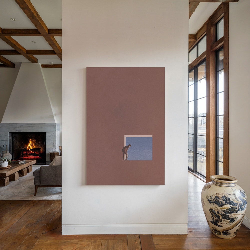 Canvas print - Curiosity by the fireplace