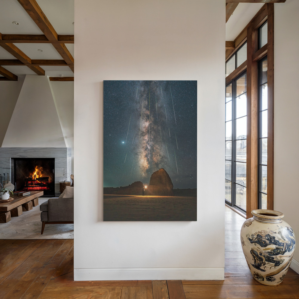 Stampe su tela - Welcome the meteor shower accanto al camino