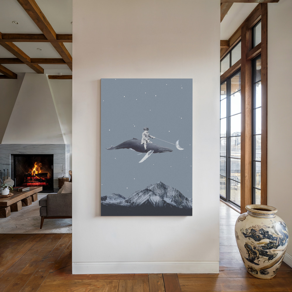 Canvastavla Aim for the moon - Tavla vid den öppna spisen