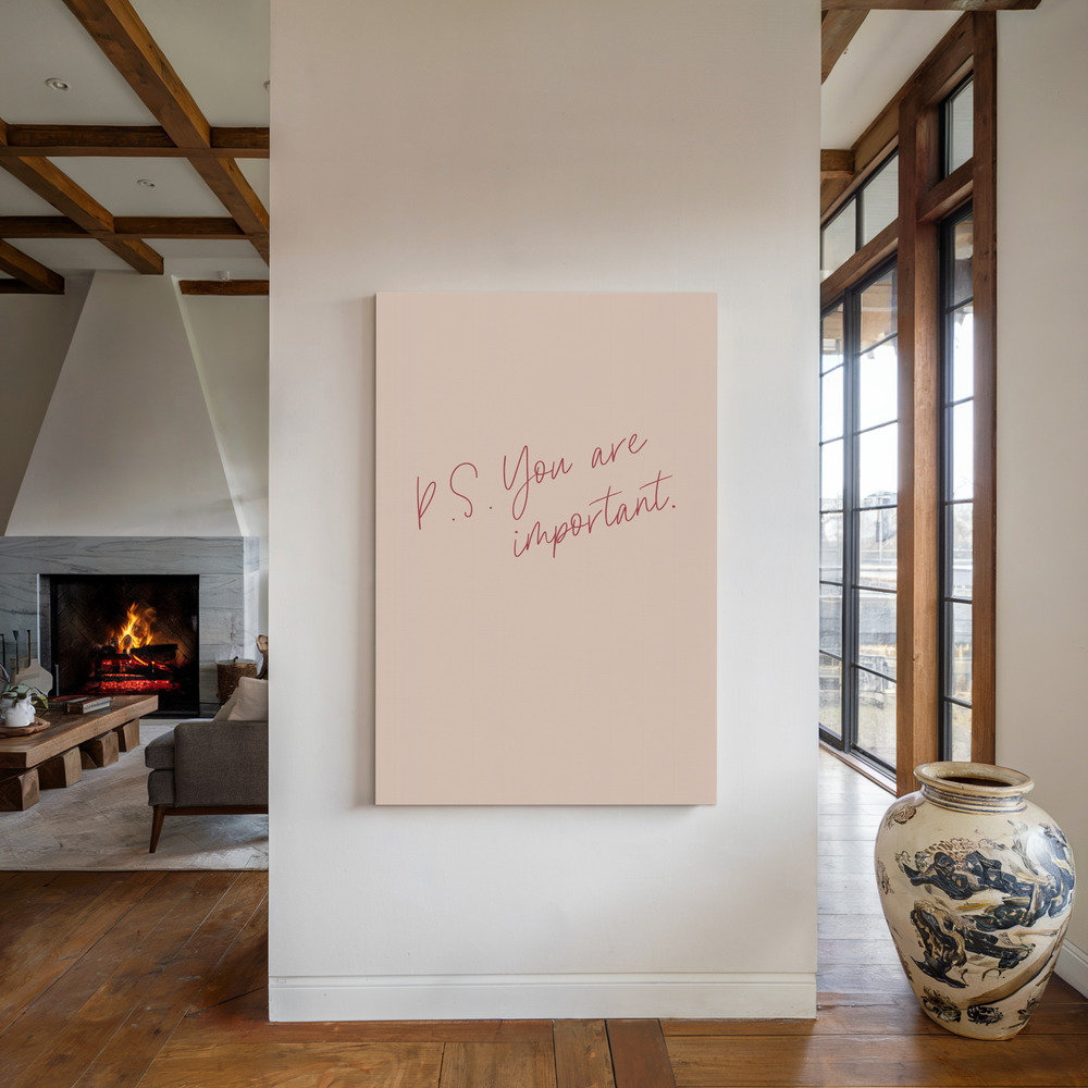 Lienzo - P.S. You are important junto a la chimenea