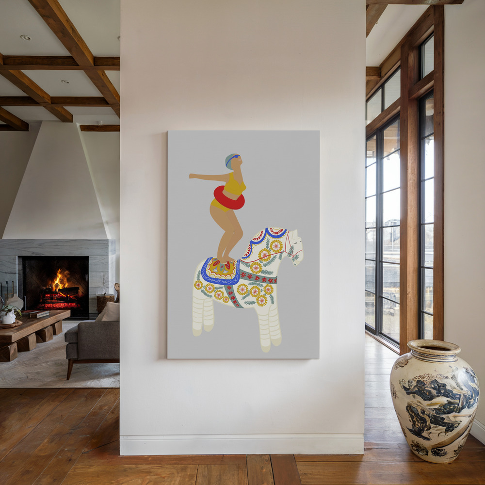 Canvas print - Little Pony by the fireplace