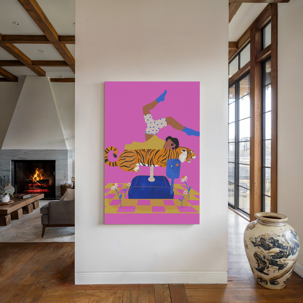 Canvas print - Put a tiger in your heart by the fireplace