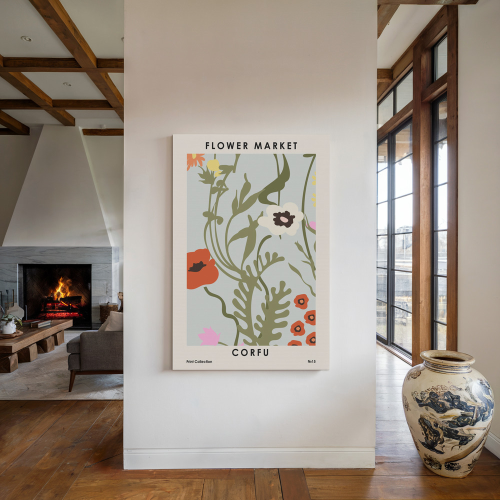 Canvas print - Flower Market Corfu by the fireplace