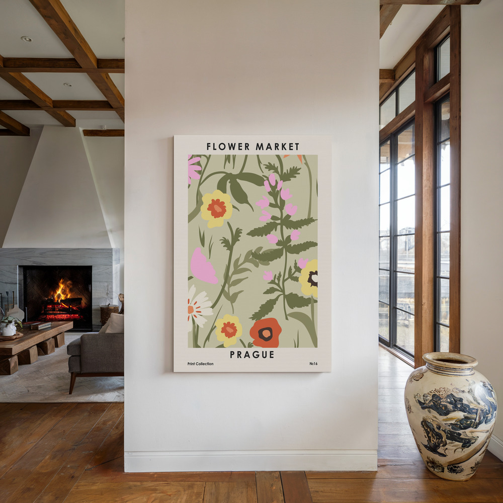 Canvas print - Flower Market Prague by the fireplace