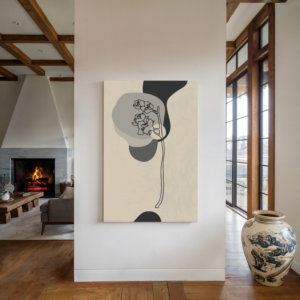Canvas schilderi - Abstract Flower 3 bij de open haard