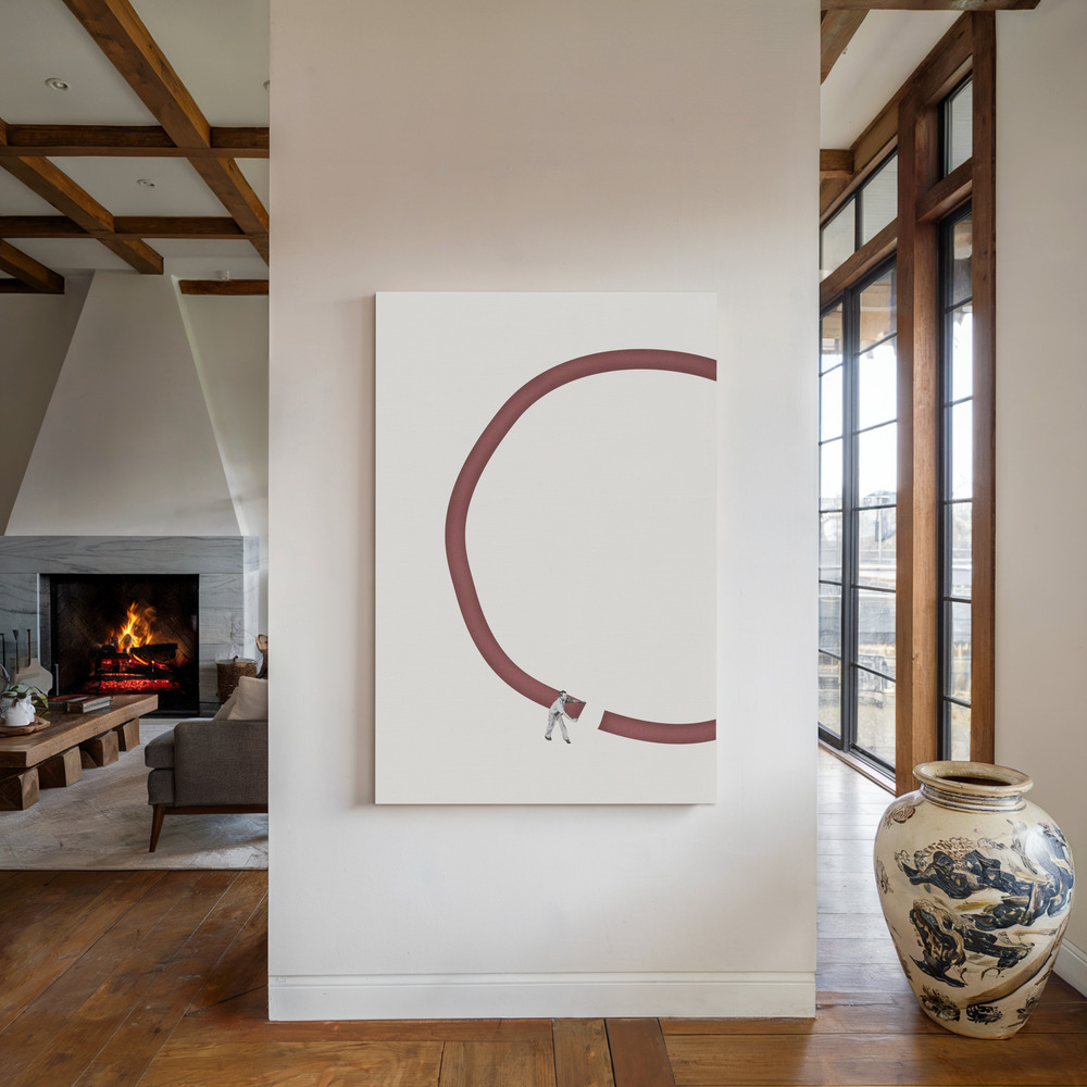 Lienzo - Let's reconnect junto a la chimenea