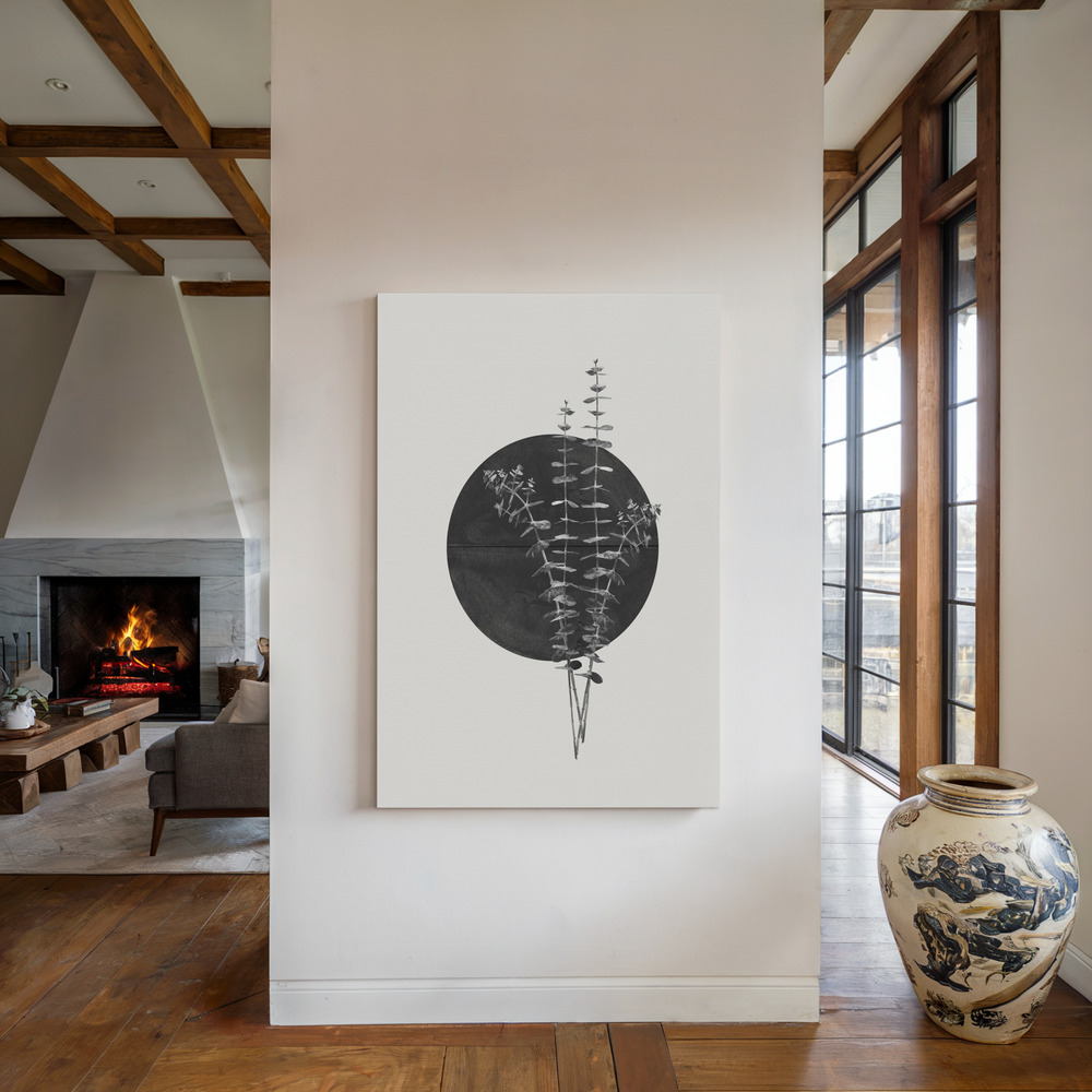 Canvas print - Plant and Black Sun by the fireplace