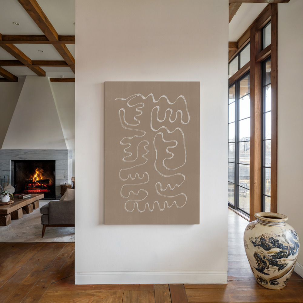 Lienzo - Abstract Lines No1. junto a la chimenea