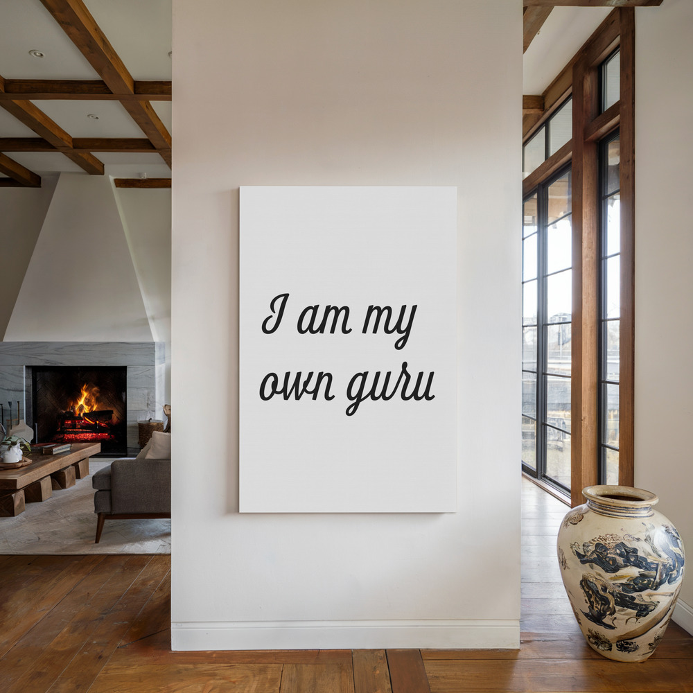 Canvas print - I am my own guru by the fireplace