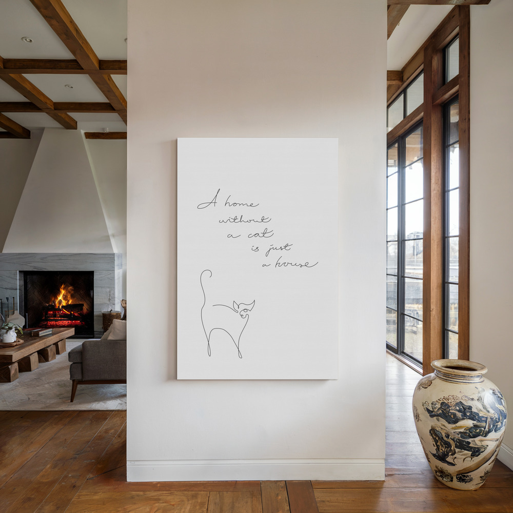 Lienzo - Without a cat junto a la chimenea