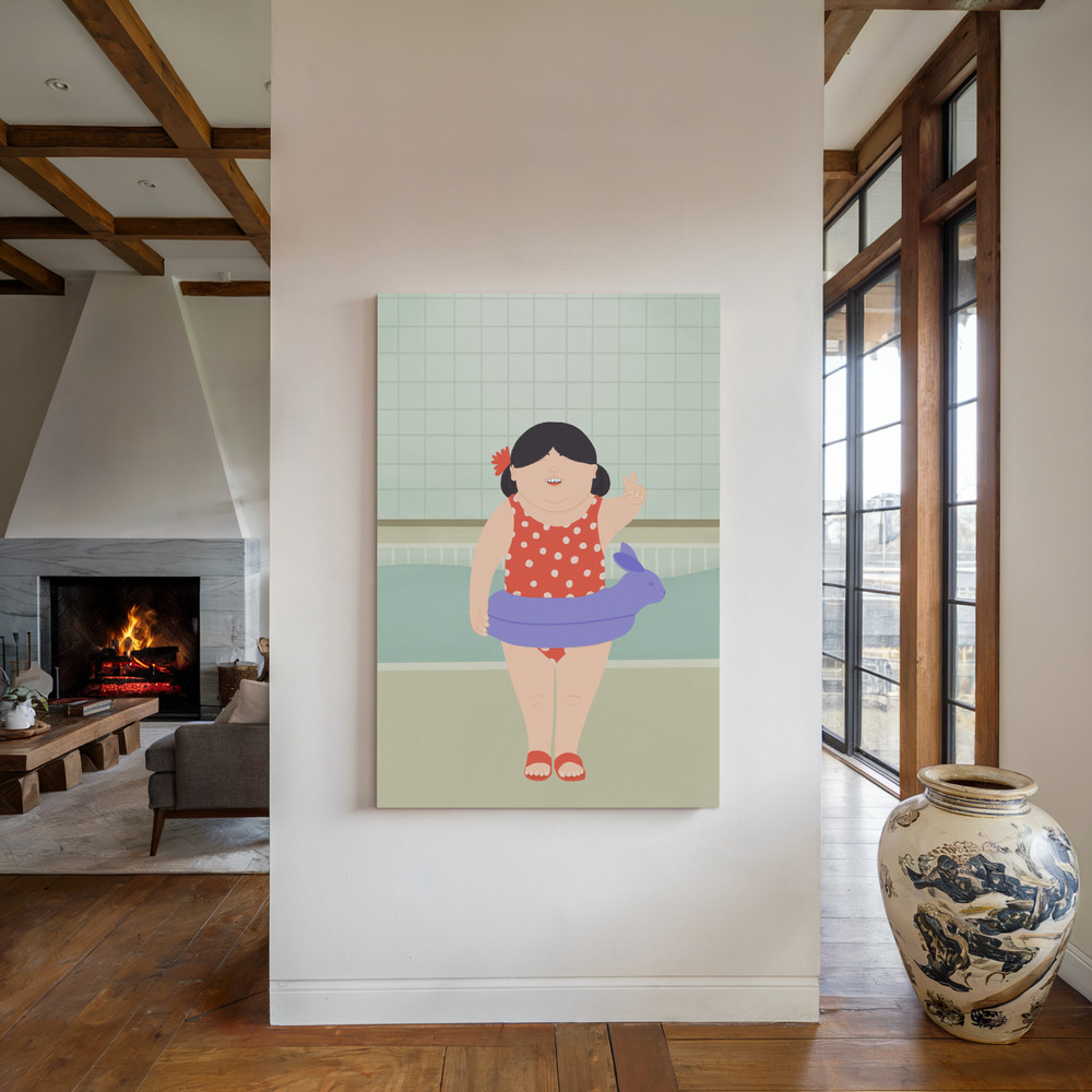 Canvas schilderi - Swimming Lessons bij de open haard