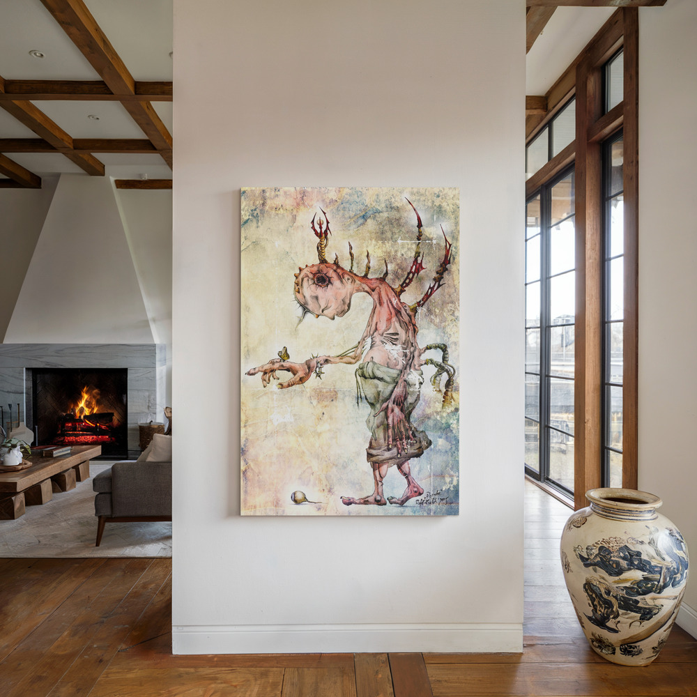 Canvas print - Don't look there - fantasy by the fireplace