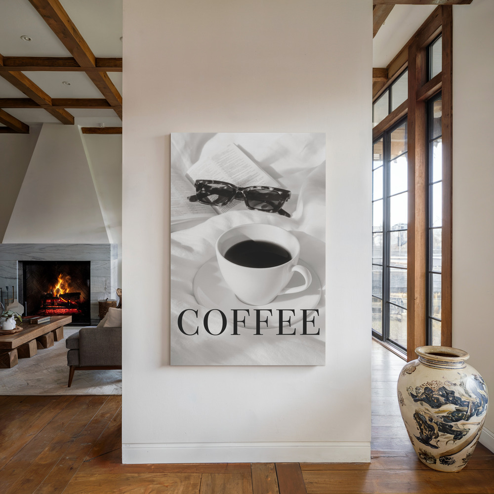 Lærred - Coffee in Bed ved pejsen