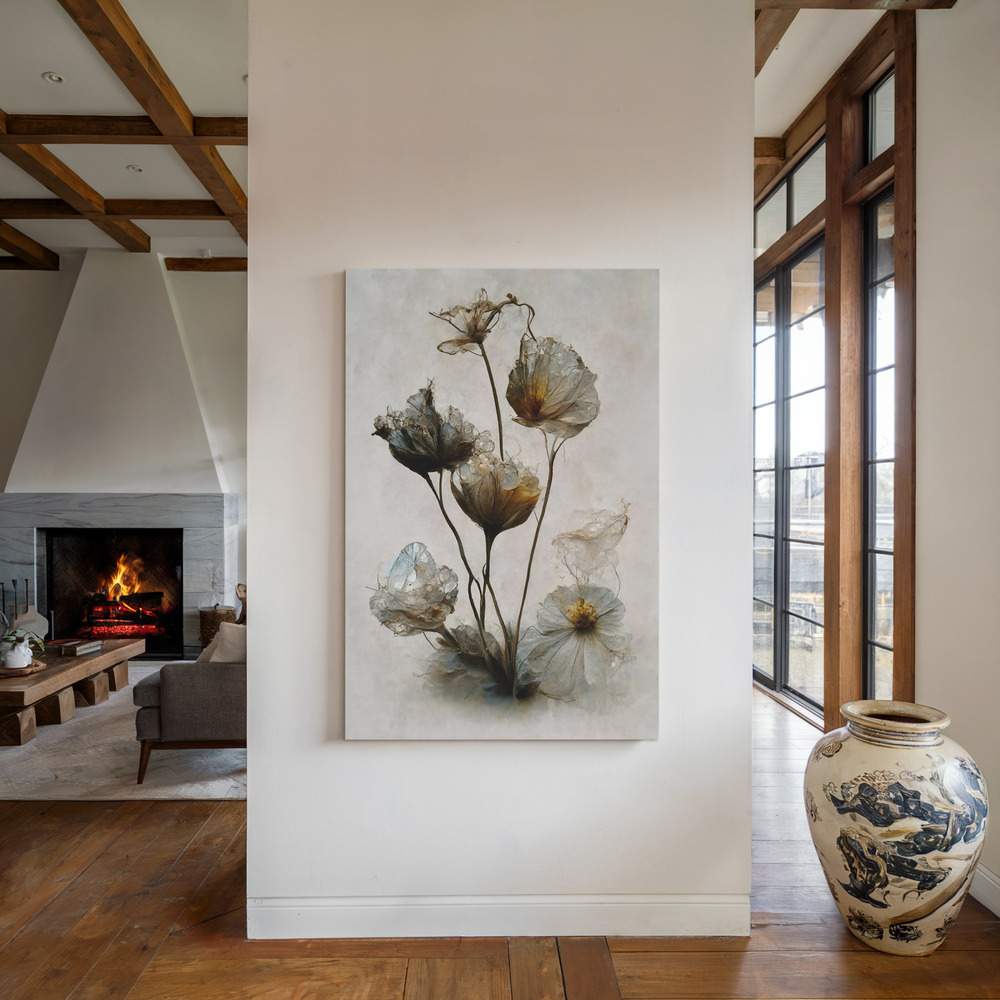 Canvas print - Crystal Flowers by the fireplace