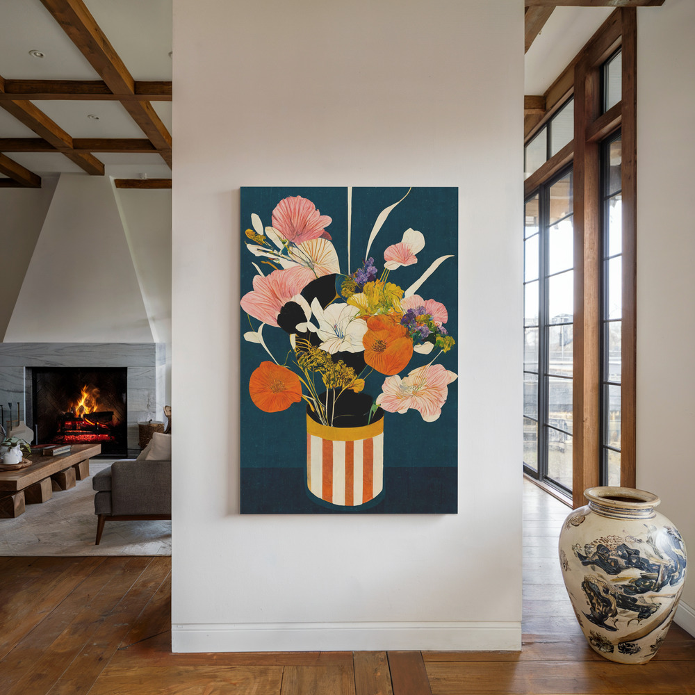 Lienzo - Flowers At Night junto a la chimenea