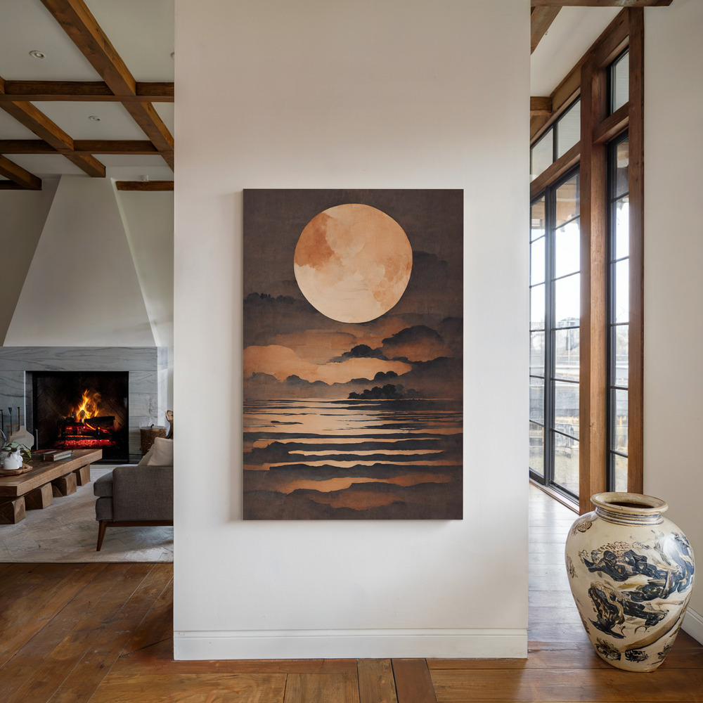 Canvas print - Full Moon by the fireplace