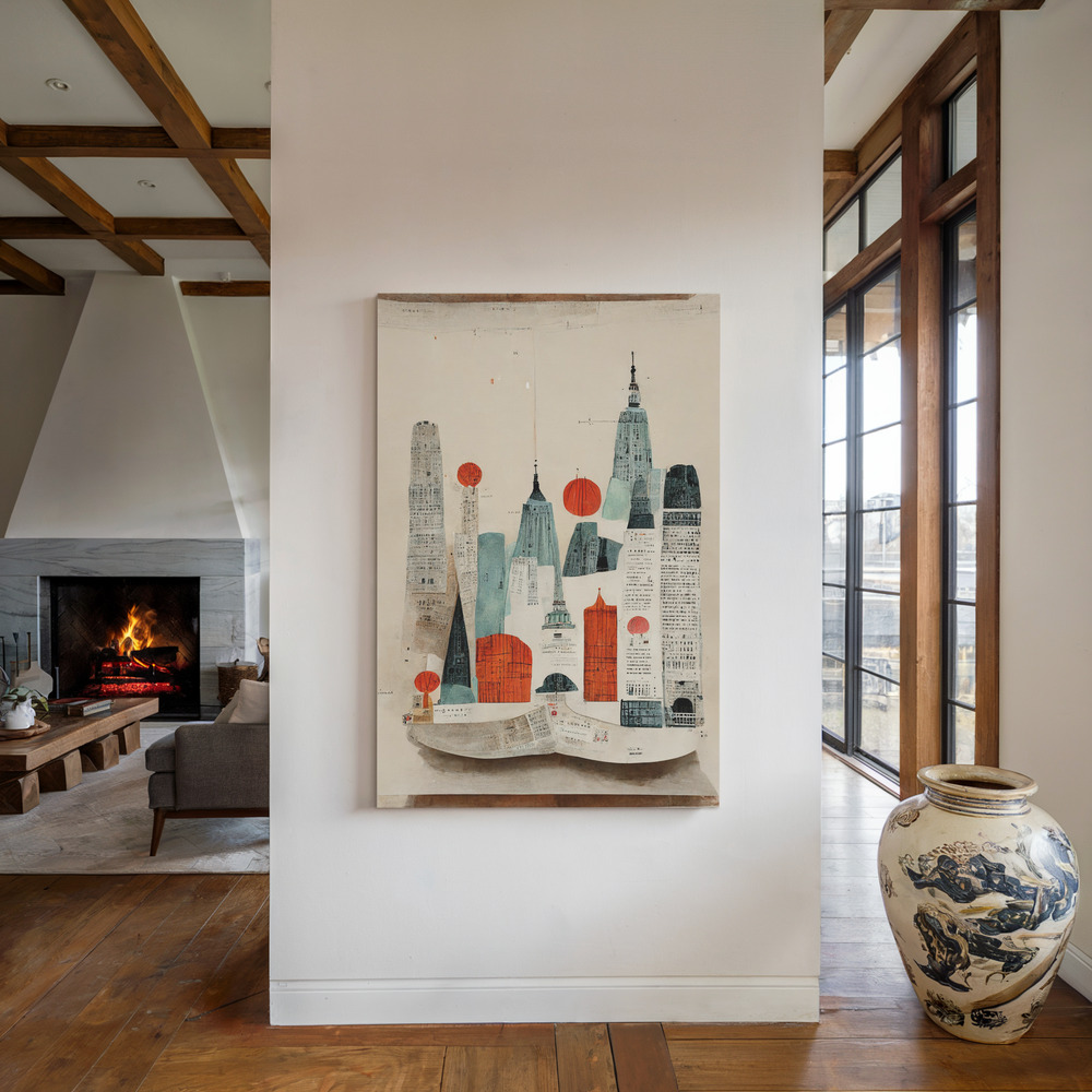 Canvas print - The Paper City by the fireplace