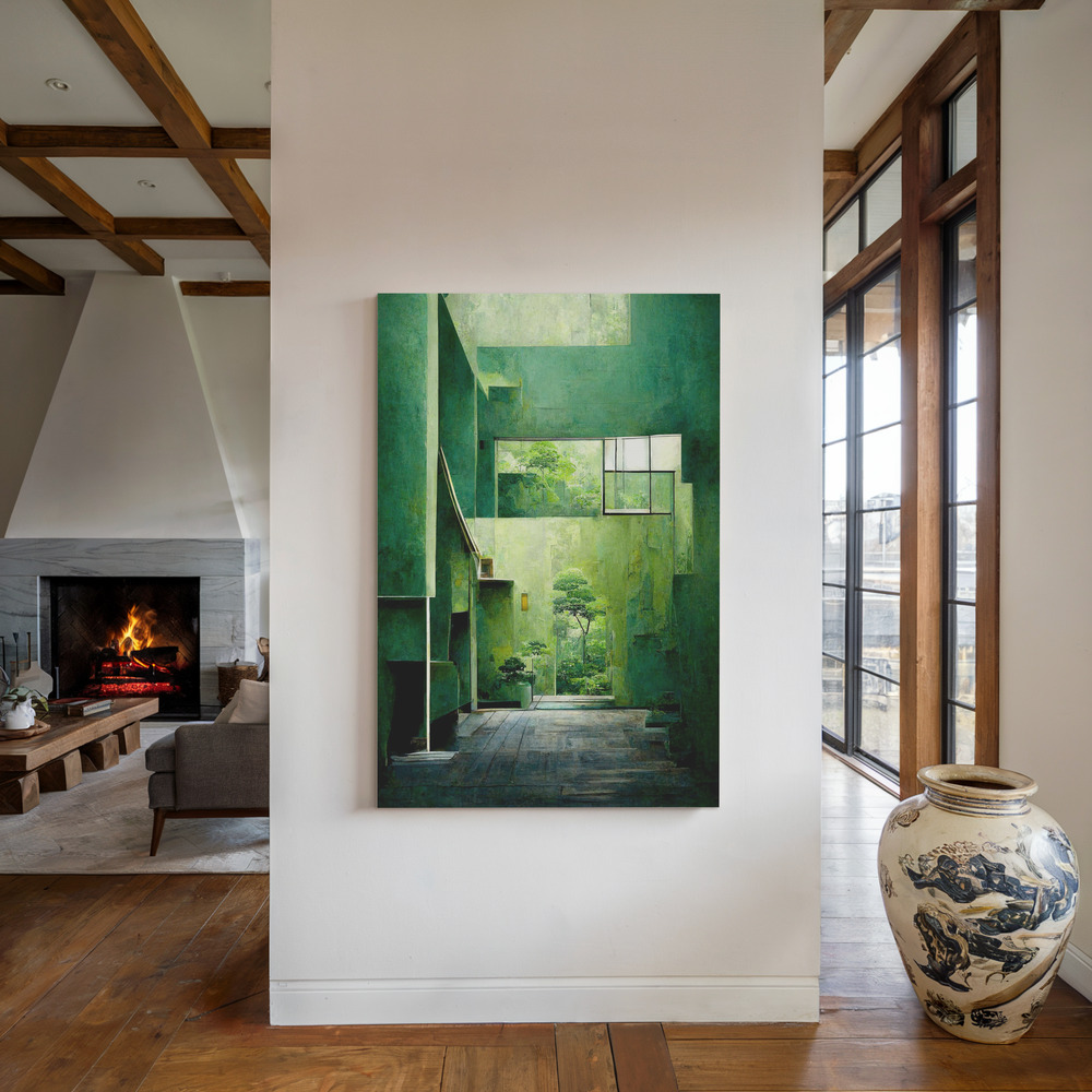 Canvas print - The Green House by the fireplace