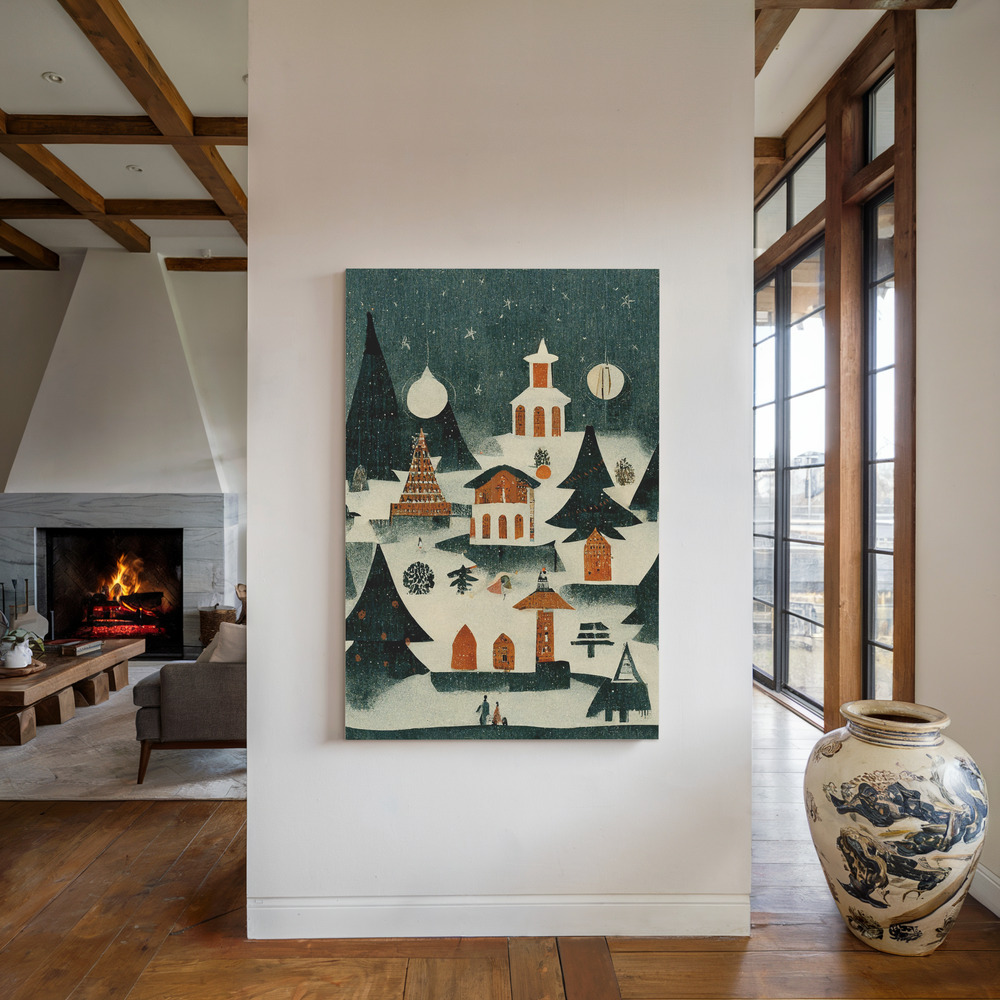 Leinwandbild - Before Christmas am Kamin