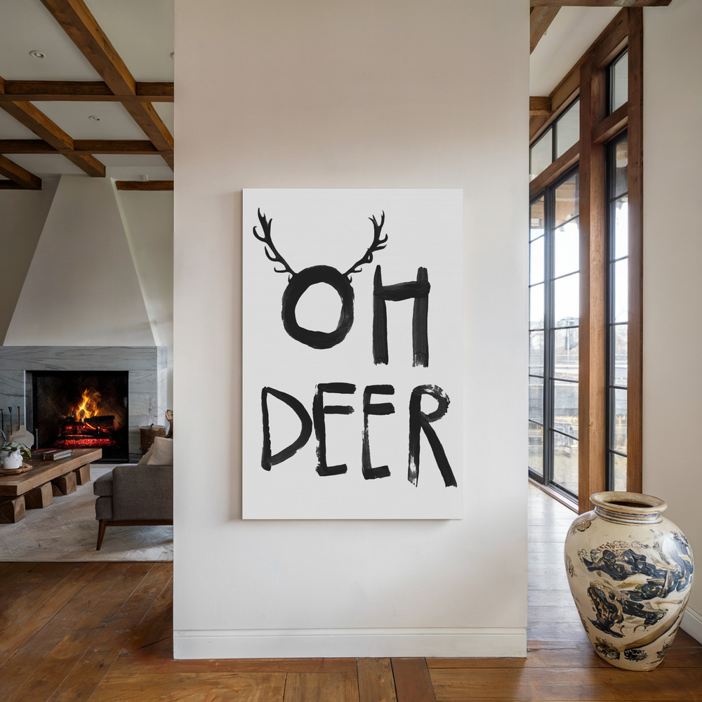 Stampe su tela - Oh Deer accanto al camino