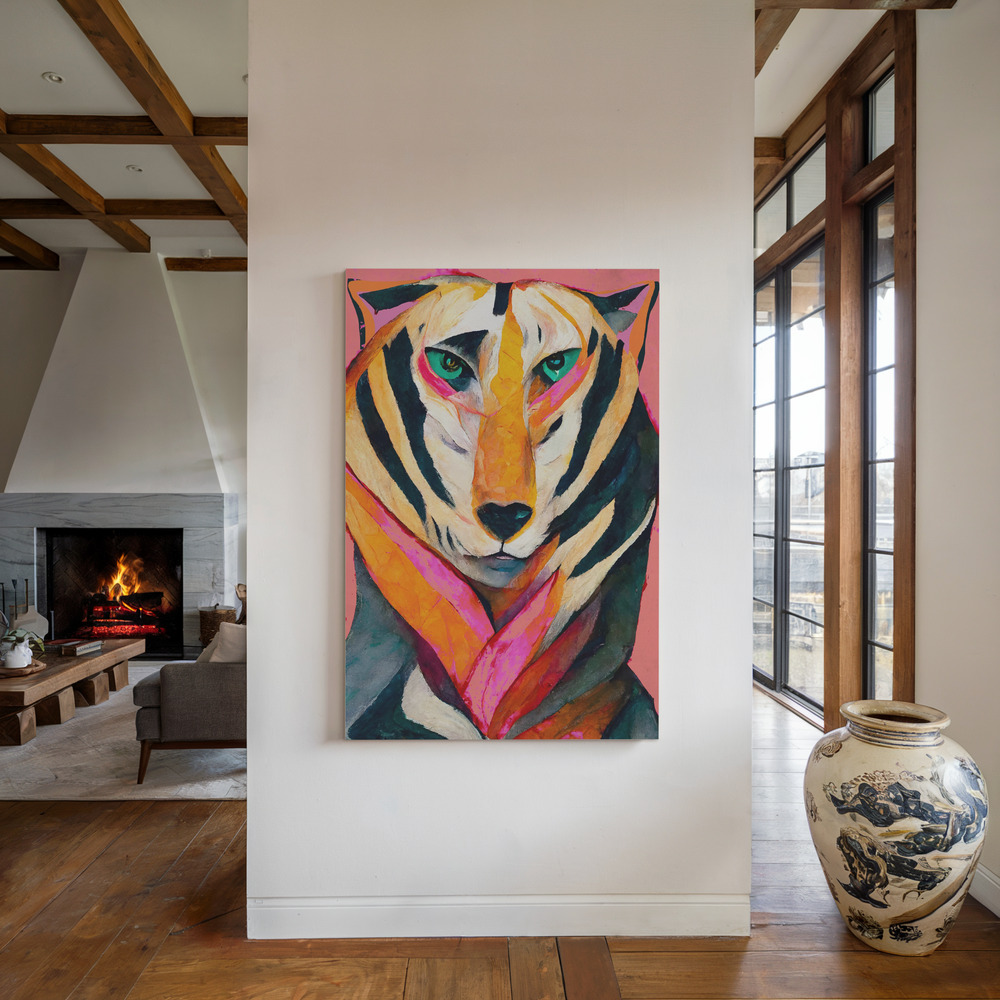 Canvas print - The Tiger by the fireplace