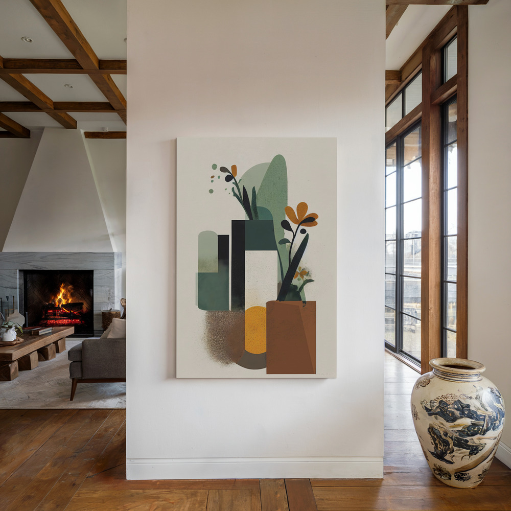 Canvas print - Geometric Vases by the fireplace