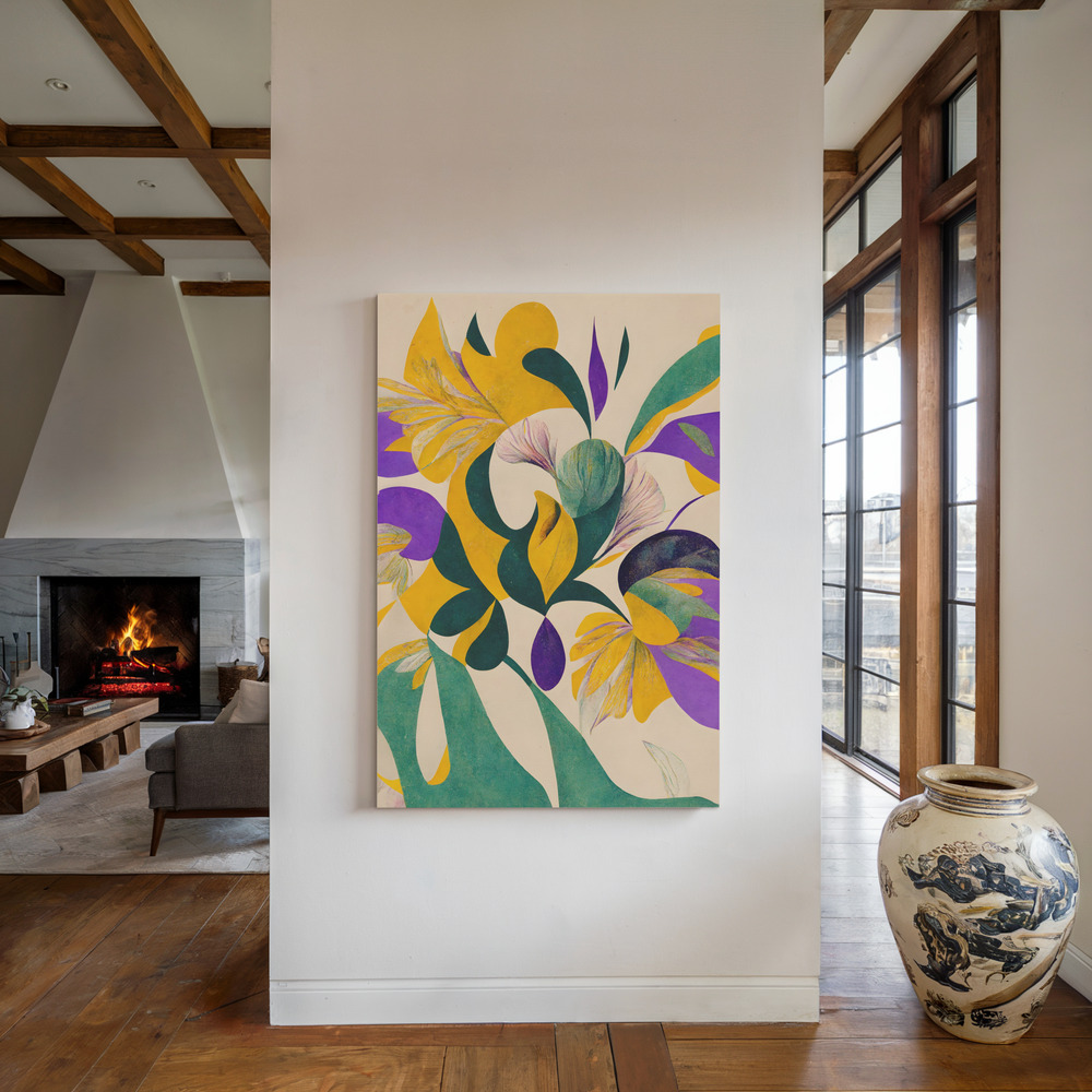 Lienzo - Spring flowers junto a la chimenea