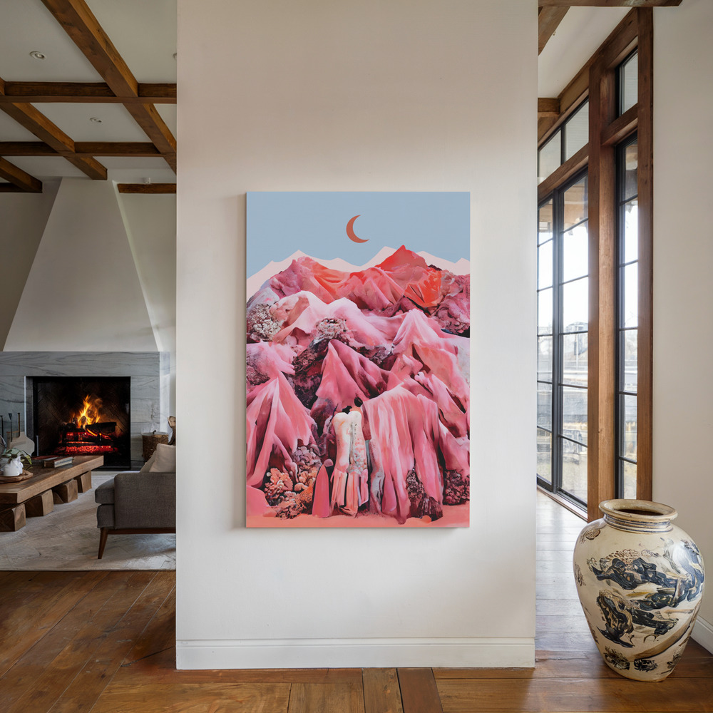 Toile - Textile Mountains au coin du feu