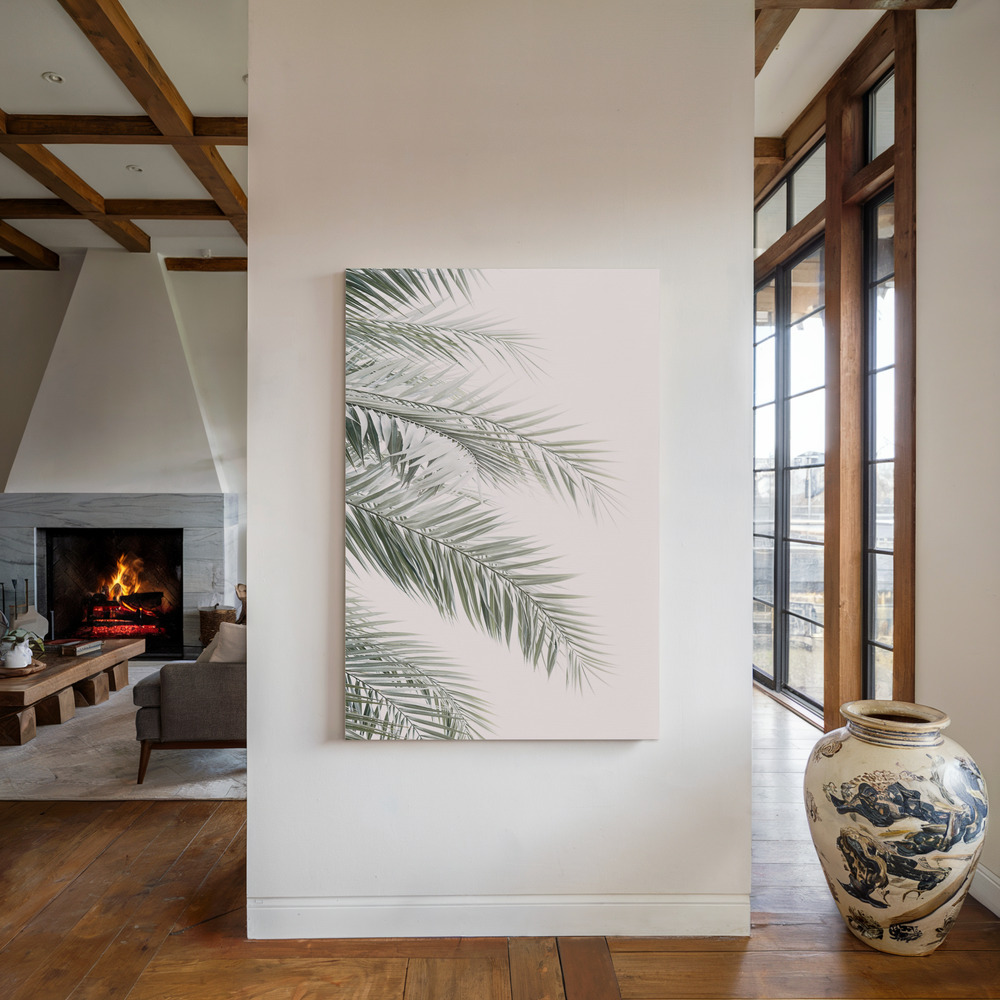 Stampe su tela - Blush Palm Leaves accanto al camino