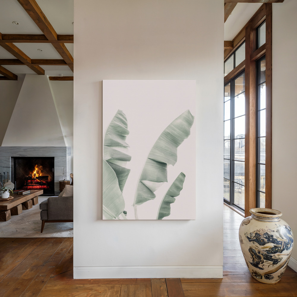 Toile - Blush Banana Leaves au coin du feu