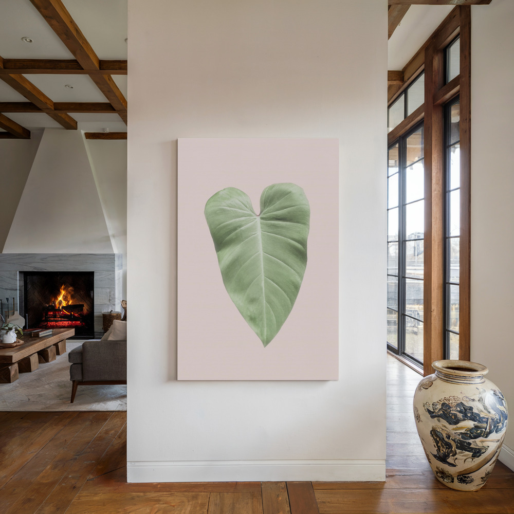 Leinwandbild - Tropical Leaf Blush am Kamin