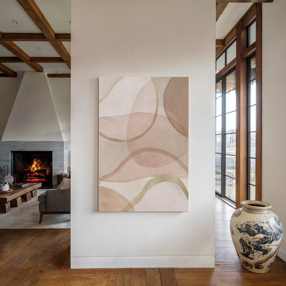 Toile - Blush and Brown Abstract au coin du feu