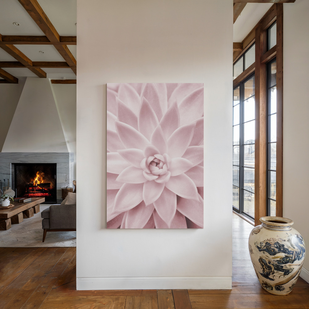 Canvas print - Pink Succulent by the fireplace