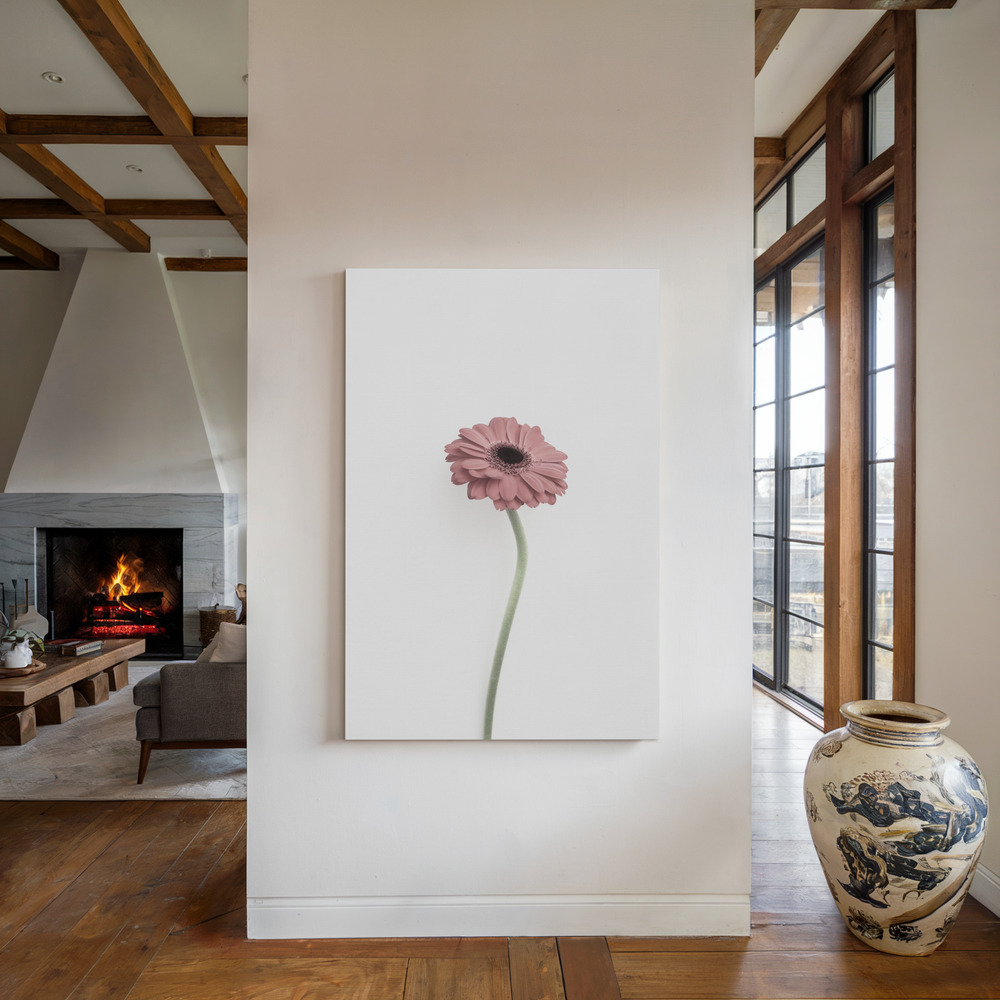 Lienzo - Pink Gerbera junto a la chimenea