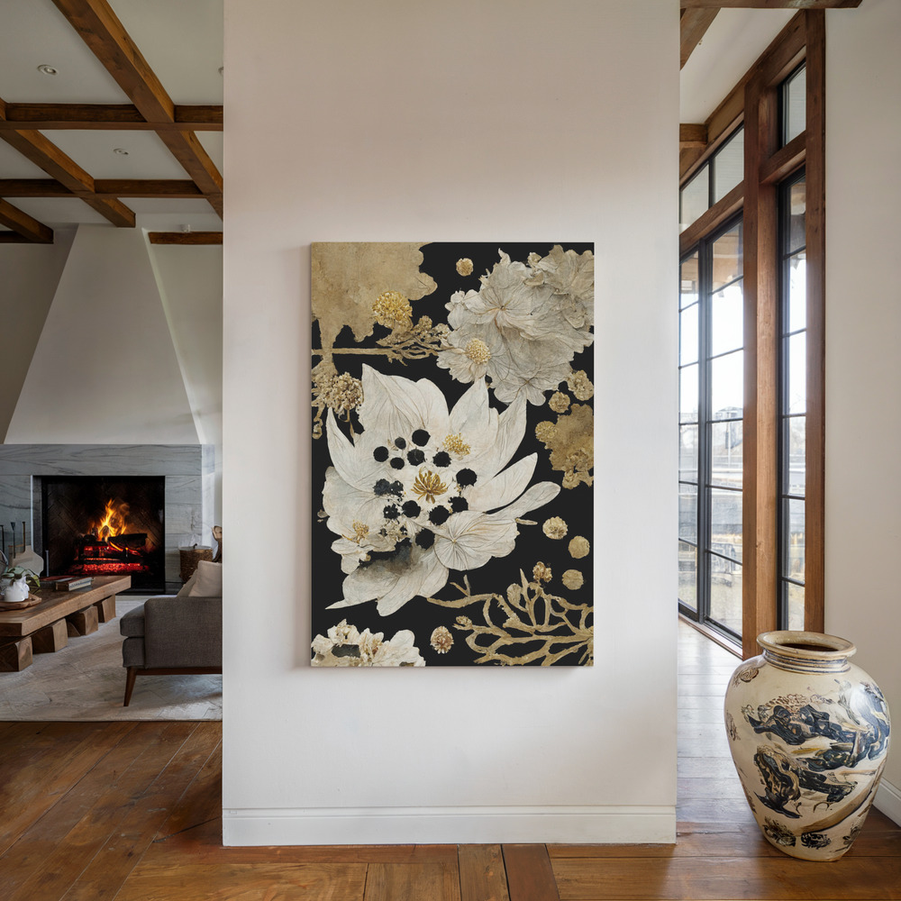 Canvas print - Beige Dry Flowers by the fireplace