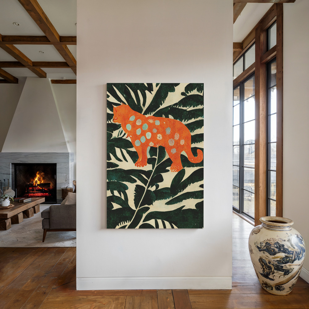 Leinwandbild - Tiger In The Jungle am Kamin