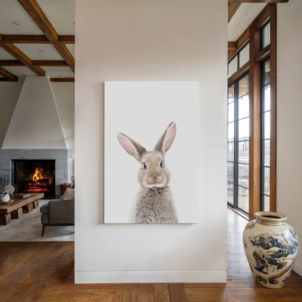 Canvas print - Baby Rabbit by the fireplace
