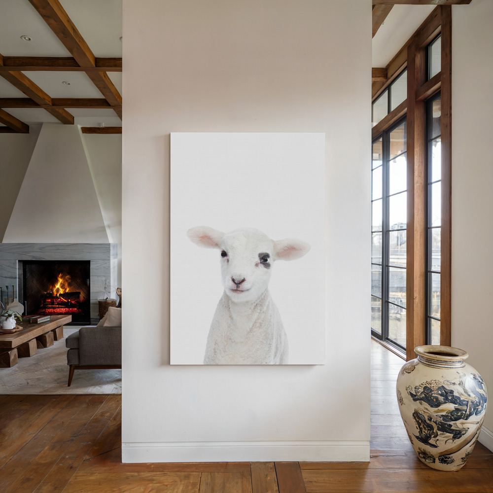 Canvas taulu - Baby Lamb takan ääressä