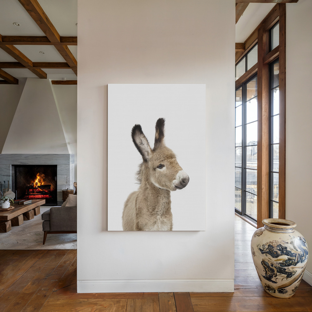 Canvas print - Baby Donkey by the fireplace