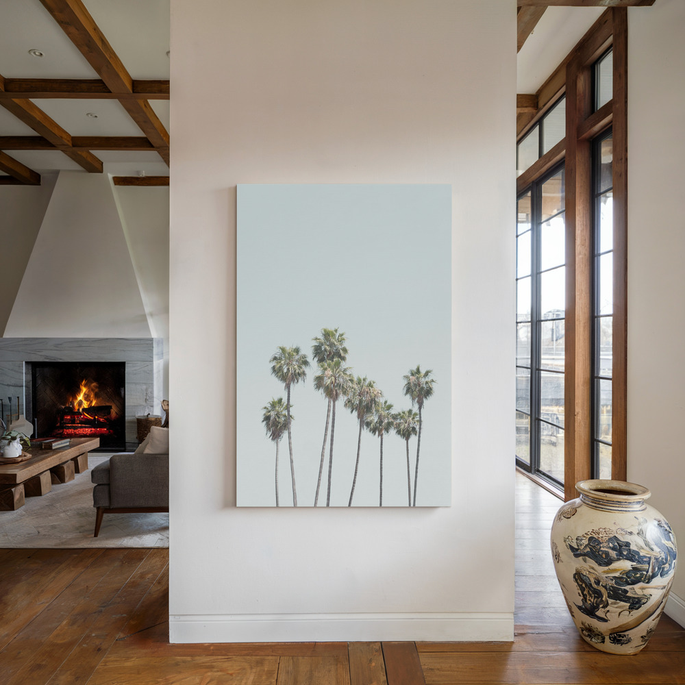 Toile - Blue Palm Trees au coin du feu