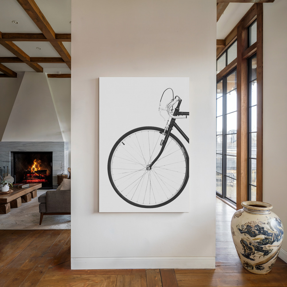 Lienzo - Bicycle junto a la chimenea
